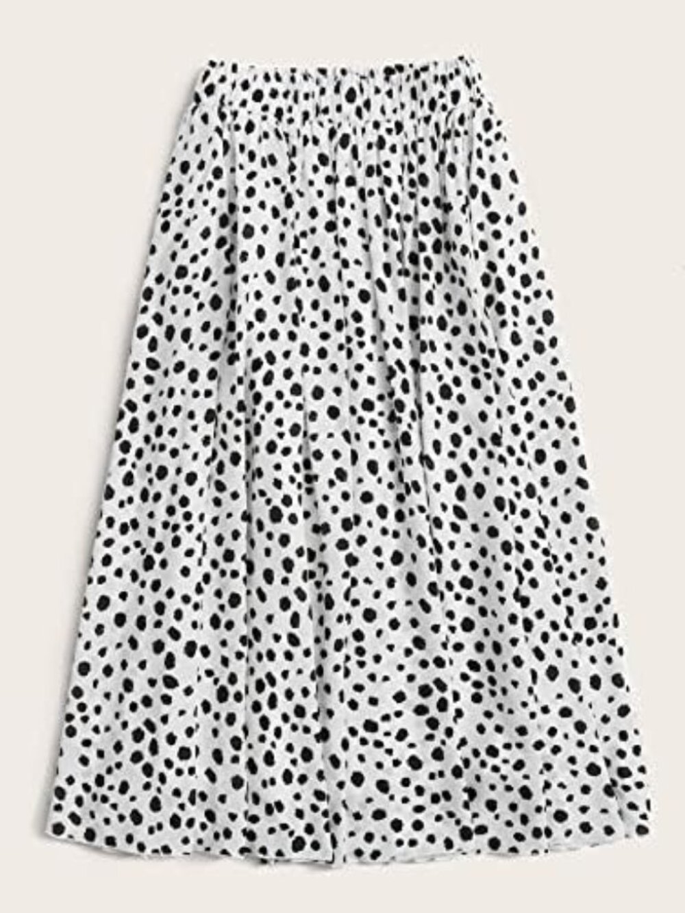 Dot Print Elastic Waist Midi Skirt